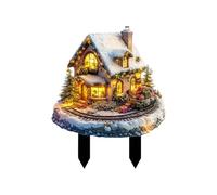 Christmas Garden Decorations Christmas Architecture Plan Wooden Sign Festive Home & Garden Holiday Atmosphere Insert For Season (F, 40X30CM)
