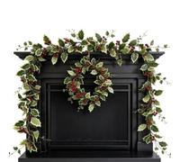 Christmas Garland 180 cm Artificial Plant Flower Decoration | Compact Christmas berry garland outdoor and indoor windows, door frame railings, winter holidays and