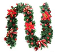 Christmas Garland 2 7 Meters Featuring Red Gold Fruit Vine for Pink Flower Decoration Use in Homes Gardens and Holiday Areas (Red)