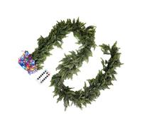 Christmas Garland - 2.7m with Remote Control Lights - Cedar Garland Christmas Decorations - For Indoor Outdoor Entrance Door Coat Fireplace Stairs Tree