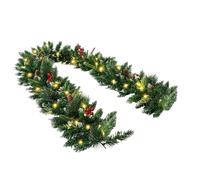 Christmas Garland 200cm Battery Operated Realistic with String Lights | Pine Garland Christmas Decorations for Indoor Outdoor Home Farmhouse Table Fireplace Porch Winter Party