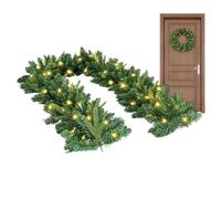 Christmas Garland 200cm Battery Operated Realistic with String Lights | Pine Garland Christmas Decorations for Indoor Outdoor Home Farmhouse Table Fireplace Porch Winter Party