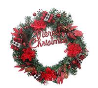 Christmas Garland 50CM Artificial Christmas Wreath With Pink/red Mixed Decorations for Front Door Holiday Festival Wall Décor Christmas Decorations for Christmas Party (Color : Pink) (Red)