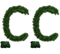 Christmas Garland 9ft (2.7m x 25cm) - Pine Plain Green Artificial Flexible | Non-Lit Xmas | Indoor/Outdoor Decoration for Stairs, Mantelpiece, Front Door & Windows | Holiday Home Décor (PACK of 2)