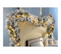 Christmas Garland 9ft 300 branches Deluxe Super Thick Pre-Lit 30 LED Snow Flocked Vancouver Pine