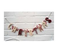 Christmas Garland Banner Tartan Ribbons Wooden Christmas Hanging Decorations Vintage Country Style Bunting Xmas Home Wall Decor