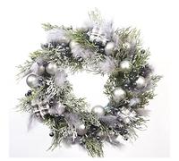 Christmas Garland Christmas Wreath, 40cm Door Wreath with Balls and Berries for Home Party Indoor and Outdoor Use - Red/White/Yellow Christmas Decorations for Christmas Party (Color : W) (W)