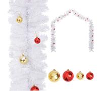 Christmas Garland Decorated with Baubles Decor White/Green Multi Sizes vidaXL