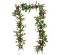 Christmas Garland Eucalyptus Garland with Lights 6ft 20 LED Pre-Lit Christmas with Pine Cones Berry Indoor Xmas Decorations for Stairs Fireplace Door