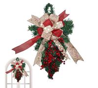 Christmas Garland for Door - Artificial Garland with Red Berries, Inverted Pine Crown with 60 cm Tree, for Winter Party, New Year's Eve Table Centerpiece, Farmhouse Porch