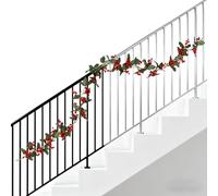 Christmas Garland for Mantle | 5.7 Ft Artificial Leaves | Real Touch Winter Garland with Berries - for Indoor Outdoor Fireplace Stair Railings Living Room Garden Yard Party
