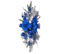 Christmas Garland for Stairs Railing Artificial Swag Christmas Stairway Swag Trim Teardrop Swag Wreath for Indoor Outdoor Home Front Door (Blue, 45cm*20cm-2Pcs)