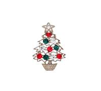 Christmas Garland Jingle Bell Xma Tree Brooch Pin Full Green Red Rhinestone Circle Lapel Pin Dainty Crhsitmas Gift, One Size, Zinc, no gemstone