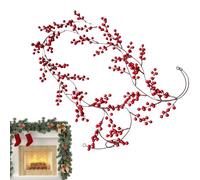 Christmas Garland Mantel | Artificial Red Berries Creeper, Winter Wreath Fake Christmas Decorations - for Indoor Fireplace Shelf Window Door Tree Garden Living Room Holiday
