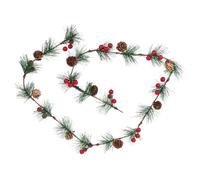 Christmas Garland Pine Branch Rattan Hanging Artificial Vine for Season | Plastic Bendable Greenery, Red Berry and Pine Cone Details, DIY Indoor Banister Styling, Naturalistic Look