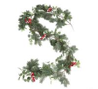 Christmas Garland Pine Eucalyptus Swag Red Berries Mantel