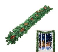 Christmas Garland - PVC 2.7 m | Flower Garland with Pine Cones, Ĺush Green Design, Holiday Mantel Decor, Artificial Vine Wreath with Red Berries | Indoor, Outdoor, Fireplace Use