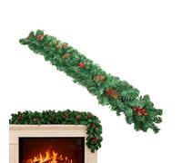 Christmas Garland - Simulated Rattan Decor, 9 Feet Wedding Garland, Artificial Vine Wreath With Red Berries | Pine Cones Realistic Decoration For Home Table Mantel Fireplace Wall Outdoor Winter Holida