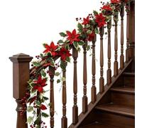 Christmas Garland with Berries 180cm Red Berry Branches Decoration | Artificial Garland for Outdoor Indoor Window Door Frame Railing Mantelpiece Winter Holiday New Year B