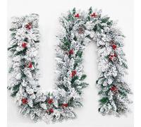 Christmas Garland with Flocked Snow Effect, Flexible PVC | Winter Vine for Xmas Tree Home Party Decor, Realistic White Snowy Branches for Holiday Wedding Display