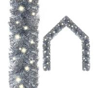 Christmas Garland with LED Lights 10 m Silver