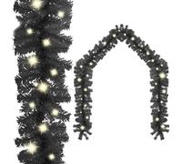 Christmas Garland with LED Lights 5 m Black