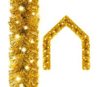 vidaXL Christmas Garland with LED Lights 20 m Gold Holiday Xmas Decoration