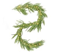 Christmas Garland with Lights, 2.7M/9FT Norfolk Pine Xmas Garlands for Fireplace Stairs Artificial Wreath with 50 LED Lights for Table Wall Tree Front Door Home Holiday Decor