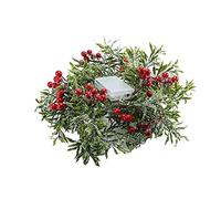 Christmas Garland with Lights,20LEDs Xmas Snowy Leaves Light with Artificial Berry, Battery Operated Xmas Fairy Light for Stairs, Fireplace, Front Door, Home, Outdoor Decoration(2m)