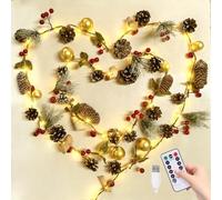 Christmas Garland With Lights 9.8FT 80 LED Wreath USB/Battery Fairy Lights With Timer Remote for Bedroom, Fireplace, Mantle, Wall, Tree, Table Xmas Decor