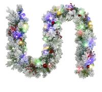 Christmas Garland with Lights 9FT - Christmas Garland with 50 LED Battery Powered, 9 Lighting Modes, Red Berry & Pine Cone Decor - Perfect for Stairs, Front Door, and Christmas Decorations