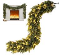 Christmas Garland With Lights, Artificial Christmas Garland | Real-Touch Faux Pine Garland, Pre-Lit Battery Operated Garlands, For Fireplace, Banisters, Stairs And Home Decor