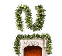 Christmas Garland with Lights - Christmas Garland with Lights, Garland with Lights, Battery Operated Green Garland, Warm White Christmas Garland, 9 Feet Long Garland with Lights, Pine for G