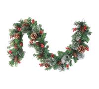Christmas Garland with Lights,Pre-lit Christmas Garland | Flexible Faux Cedar Garland with Pine Cones and Red Berries - Unique Holiday Favor, Artificial Table Decoration for Window