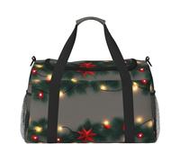 Christmas Garland with Lights Print Foldable Carry On Tote Large Capacity Hand Carry Bag for Airplane Weekend Getaways