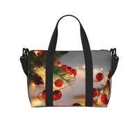Christmas Garland with Lights Printed Travel Duffel Bag for Women Men - Weekend Overnight Bags with Adjustable Shoulder Strap and Handle
