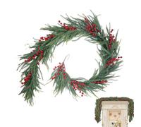 Christmas Garland with Red Berries, Artificial Christmas Pine Garland with Red Berry, Holiday Garland Christmas Garlands for Mantle, Christmas Pine Needles Garland for Fireplace Stairs