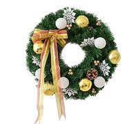 Christmas Garlands Artificial Christmas Wreath | Flocked with Mixed Decorations (Color : Pink, Size : 50cm) (Yellow 60cm)