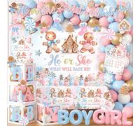 Christmas Gender Reveal Decorations - Gingerbread He or She Balloons Arch Kit