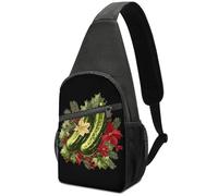 Christmas German Pickle Cute Small Sling Crossbody Backpack Travel Chest Bag Casual Daypack for Hiking Running