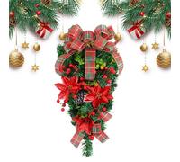 Christmas Ghirland for the Front Door - Christmas Decoration with Red Bow | PVC Artificial Winter Garland, Hanging Next to the House, Wall, Fireplace, Parties and Outside Entrances