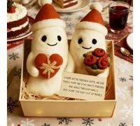 Christmas Ghost Friends Plush Set,Positive Pocket Hug Knitted Gifts,Cute Small Ghosts with Santa Hat for Holiday Party Decor Friendship Gifts for Friends,Xmas Stocking Stuffers