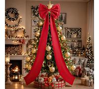 Christmas Giant Bows Decor Christmas Tree Topper Decorations 75x18 Inch Big Bow Gift Bows - Xmas Decor for Home Wreaths Wall Backdrop Mantle Front Door Porch Birthday Wedding Party Decorations (Red)
