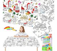 Christmas Giant Colouring Table Cloths for Kids,Xmas Party Tablecloth Colouring Poster with 18 Paint Pens,54x108inch Colour In Table Cloth Drawing Paper Roll Table Cover Colouring Sheet for Kids Party