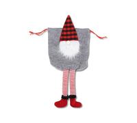 Christmas Gift Bag - Faceless Santa Claus Drawstring Pouch for Treats, Elegant Design for Holiday Parties, for Small Gifts and Celebrations (Grey)