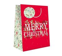 Christmas Gift Bag (Medium) - Foliage & Robin Text
