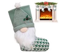 Christmas Gift Bag Santa Dwarf Design Stocking Green Washable & for Christmas Eve, , Party Decoration