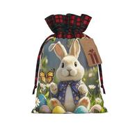 Christmas Gift Bag with Tags Xmas Gift Wrapping Bags Reusable Drawstring Bags Easter Bunny Spring Butterfly Xmas Santa Sack Christmas Party Favor Pouch Small Goody Bag for Holiday Supplies Small