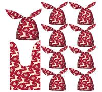 Christmas Gift Bags 10Pcs 5 x 9" Rabbit Ear Christmas Treat Bags Cute Candy with Deer Pattern Small Cookie for Gifts Xmas Party Supplies