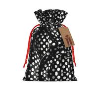 Christmas Gift Bags â€“ Black and white corrugated dots Festive Gift Bags with Drawstring, for Holiday Presents, Party Favors & Merry Celebrations
